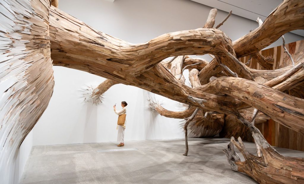 Savremena umjetnička instalacija od prirodnih i recikliranih materijala koja tematizira ekologiju i klimatske promjene