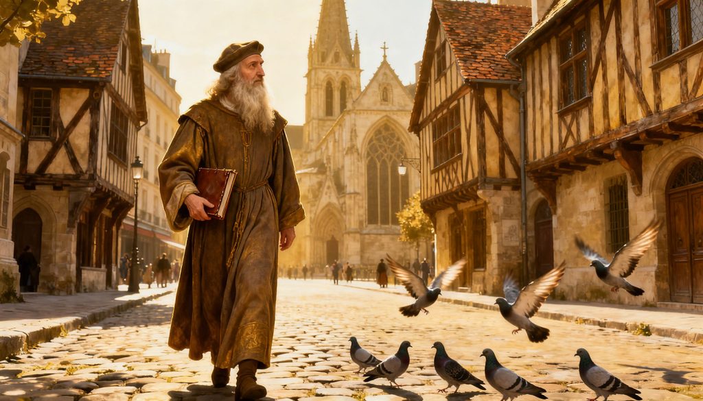 Leonardo da Vincija u renesansnom stilu na ulici