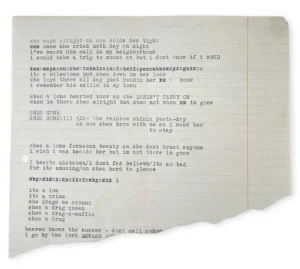 Stari rukopis pjesme Boba Dylana na papiru