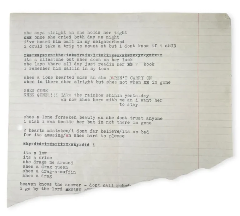 Stari rukopis pjesme Boba Dylana na papiru